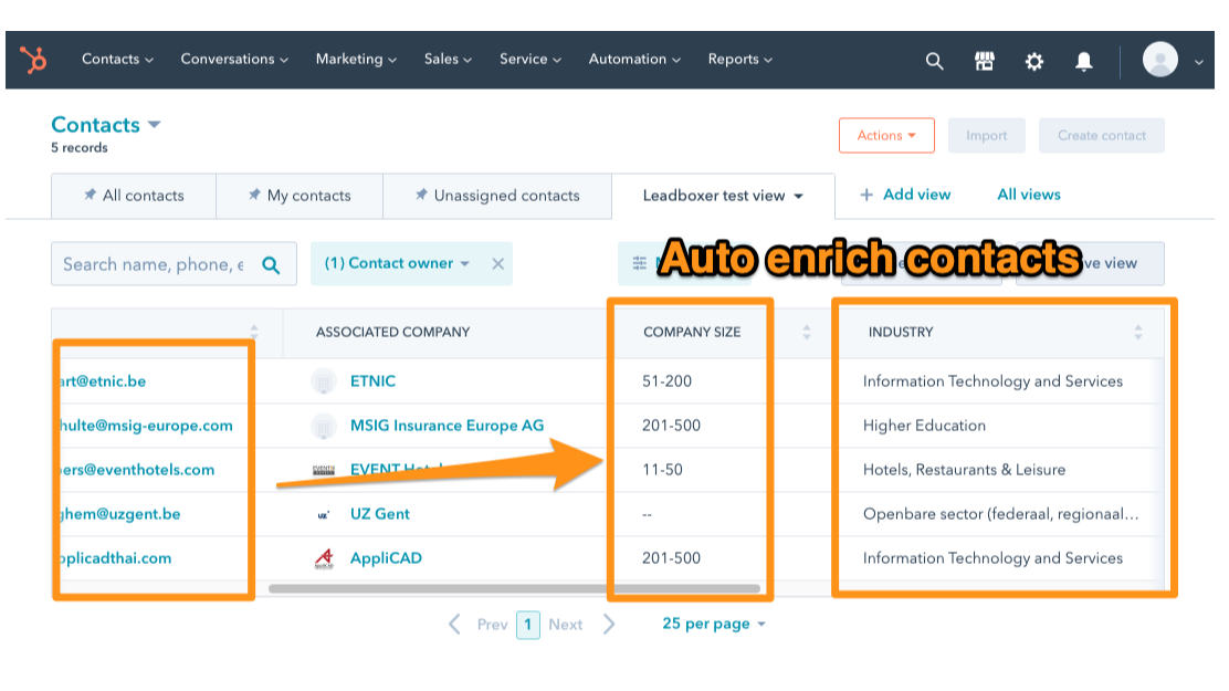 Auto enrich your contacts with firmographic details